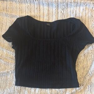Black Ribbed Women's Top